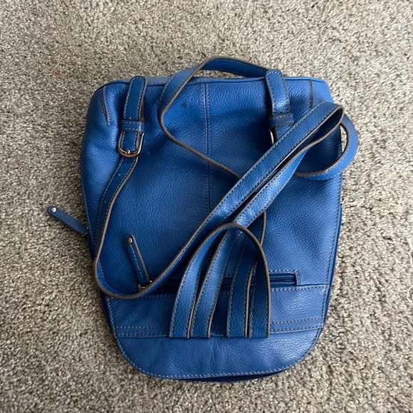 Tignanello Blue Leather Backpack Sleek Design Practical - Picture 4 of 4